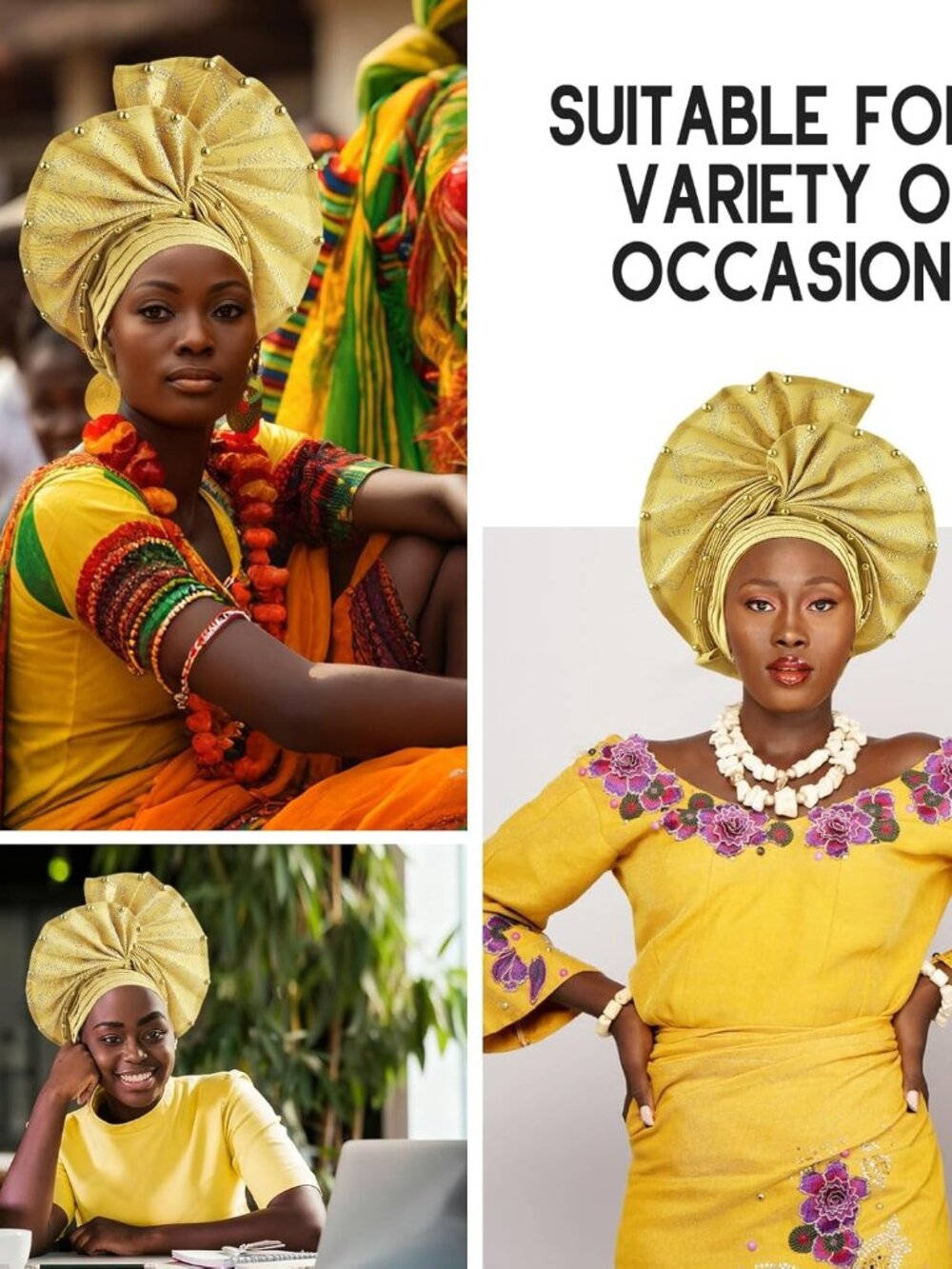 African gele head wrap for women Nigerian Headwear,auto gele Nigerian Headwear,t - Picture 5 of 7